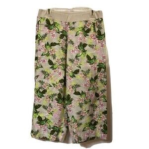 J. Jill Love‎ Linen Wide Leg Capris Cropped Pants PS Floral Hawaiian